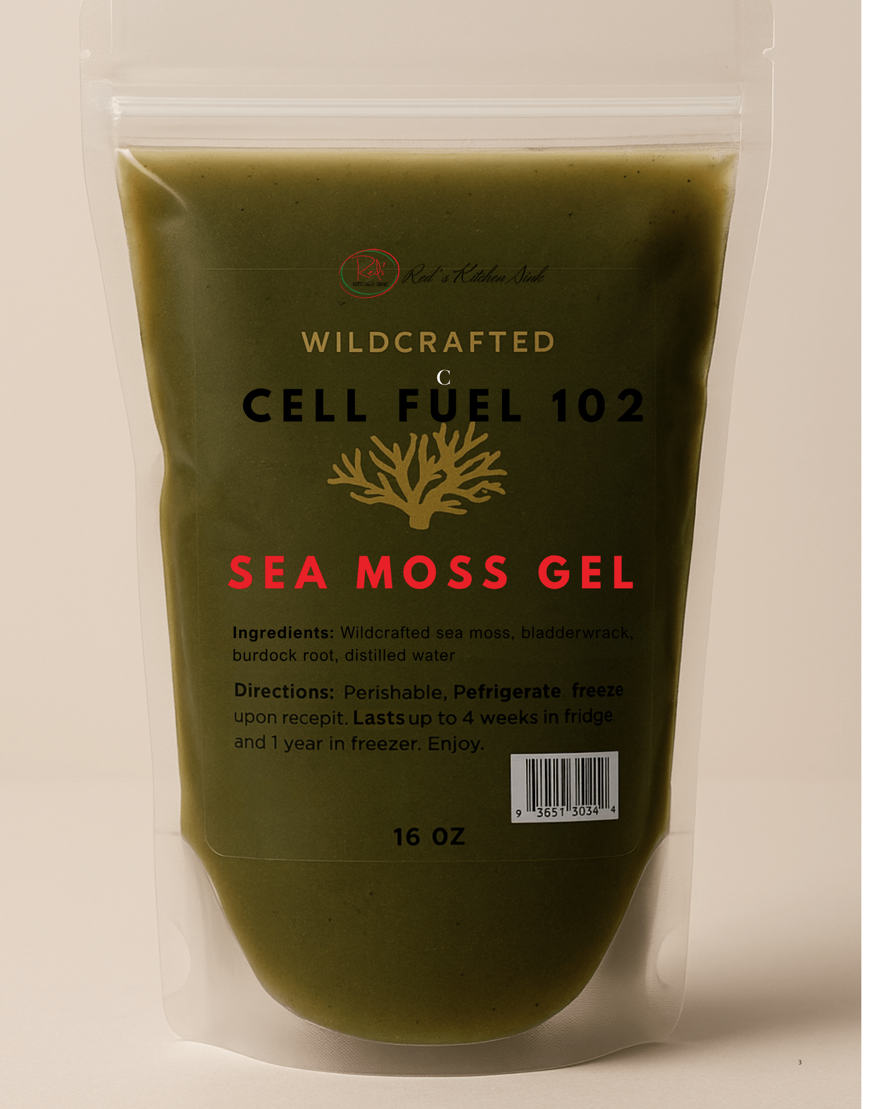 SEA MOSS | IRISH MOSS GEL | WILDCRAFTED PRESERVATIVE FREE - Red's Kitchen Sink
