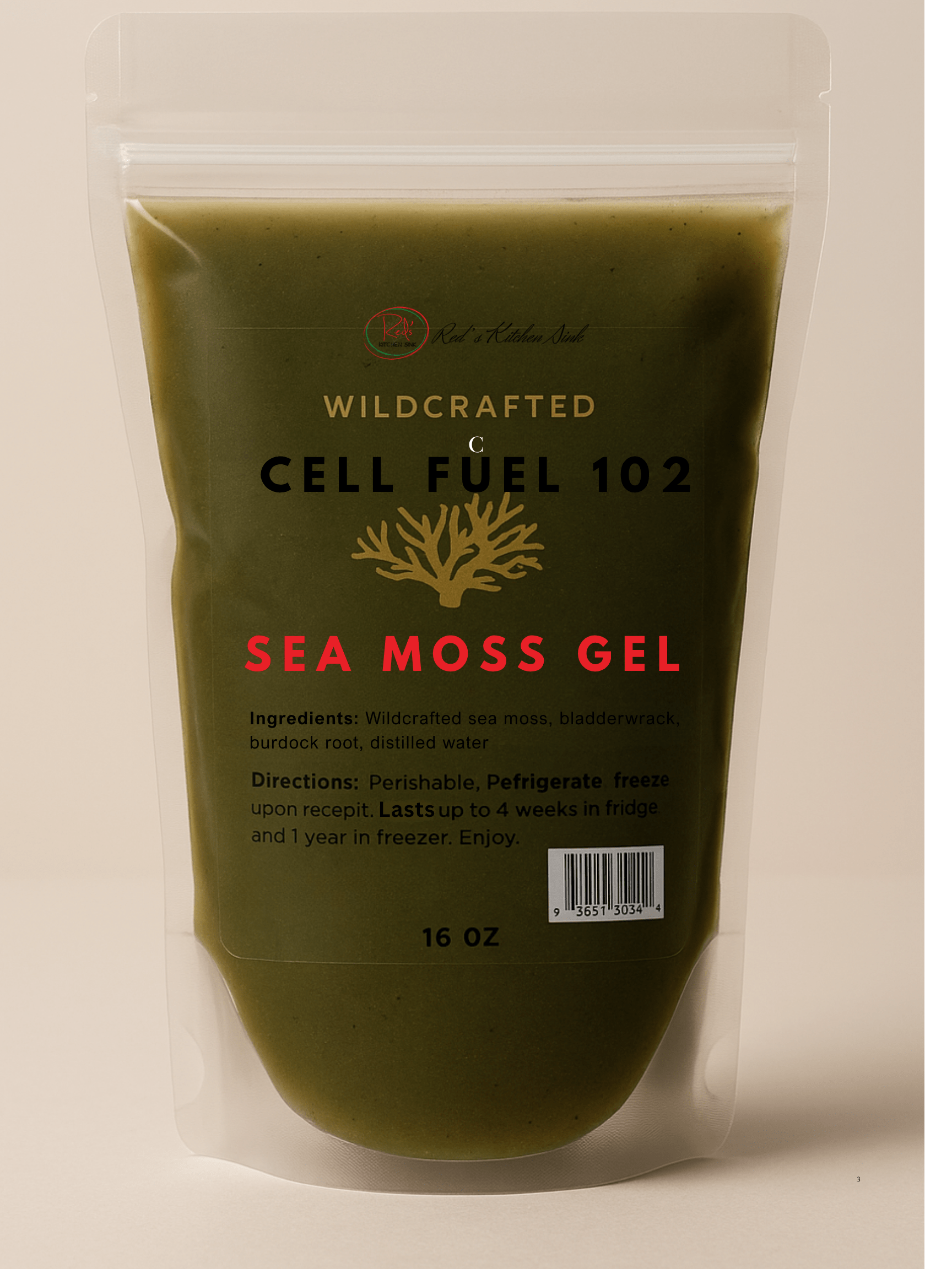 SEA MOSS | IRISH MOSS GEL | WILDCRAFTED PRESERVATIVE FREE - Red's Kitchen Sink