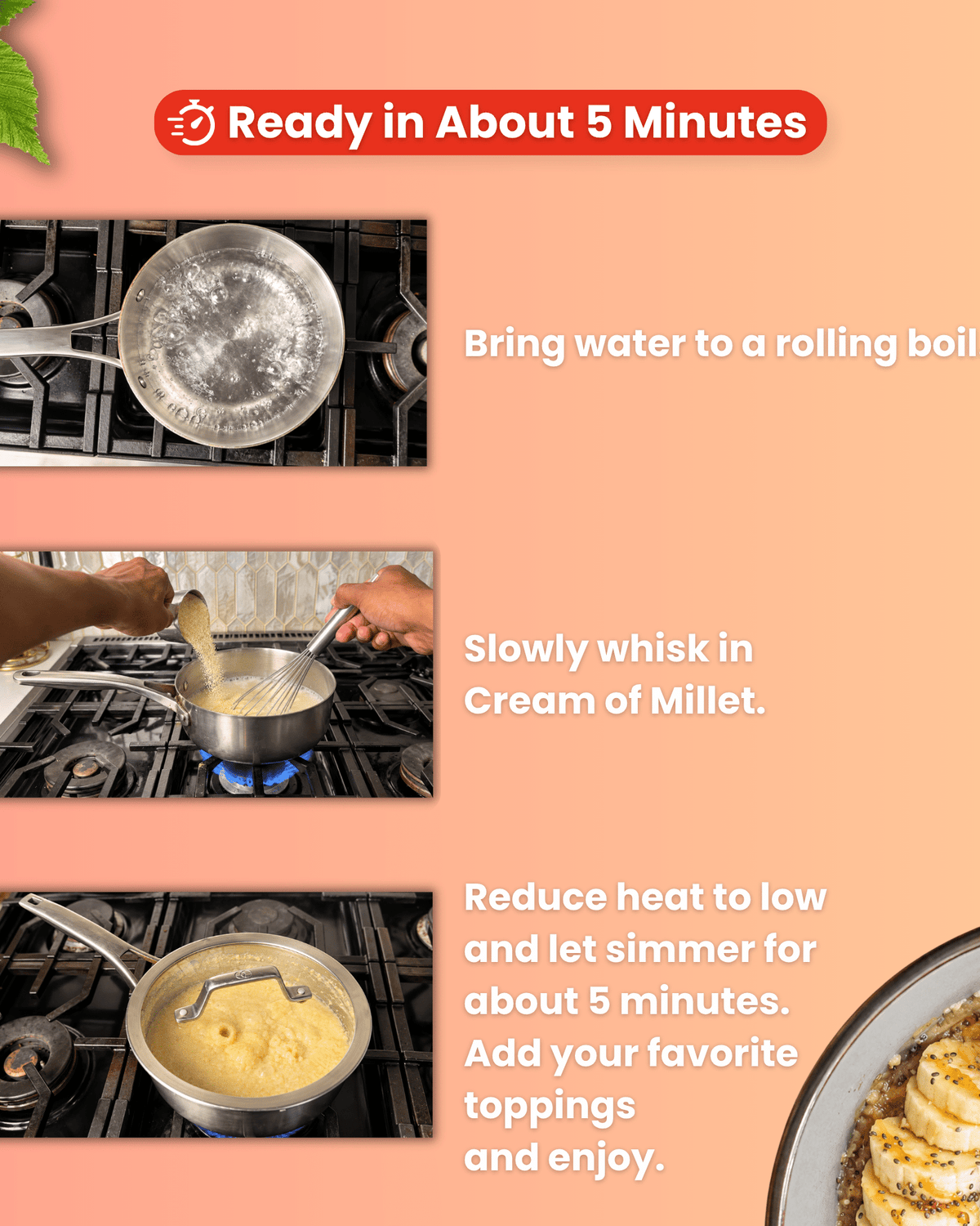 Cream of Millet Hot Cereal | 100% Millet | Gluten-Free | Ready in 5 Minutes - Red's Kitchen Sink