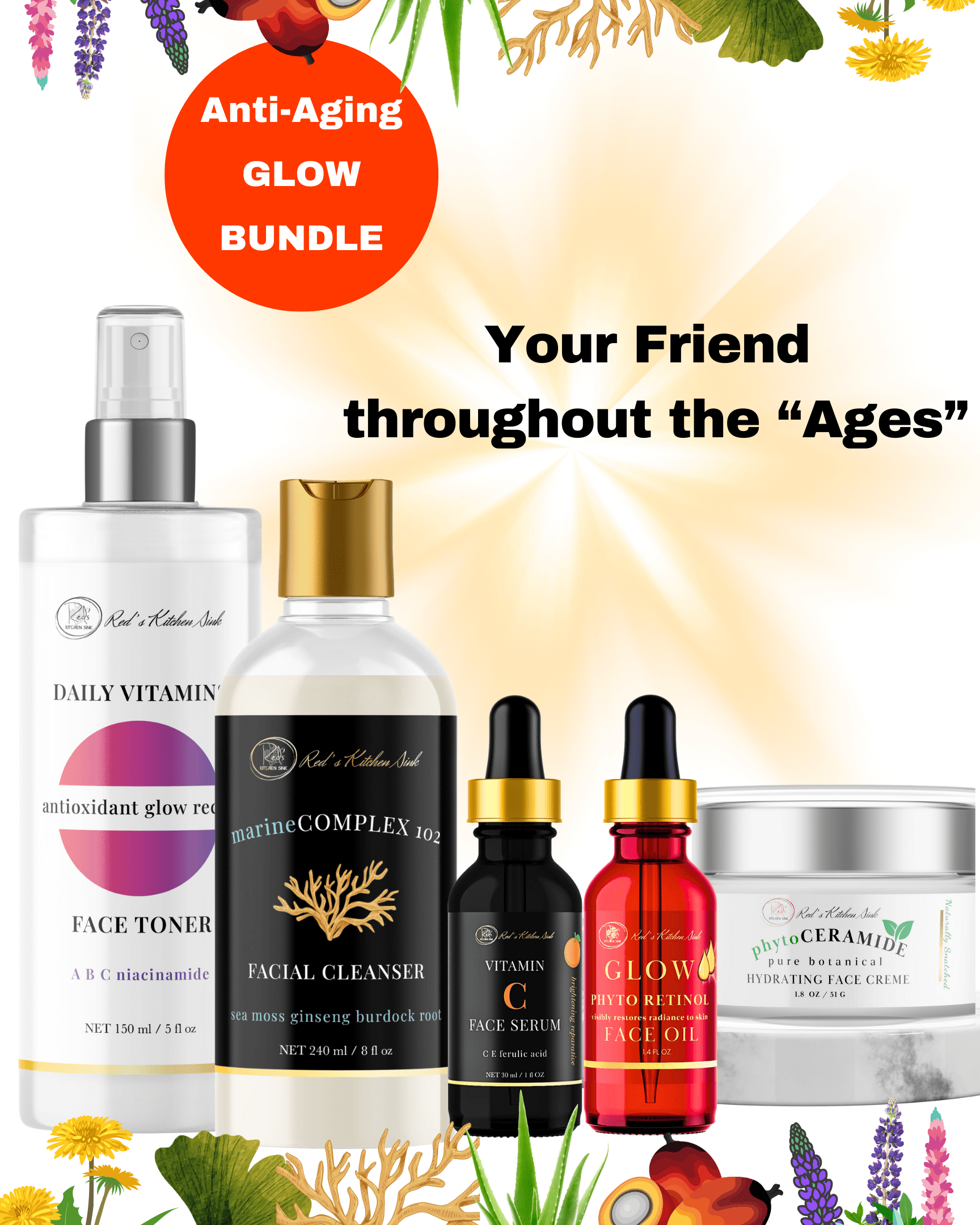 Glow - Up Ultimate Anti Aging Skincare Bundle - Red's Kitchen Sink