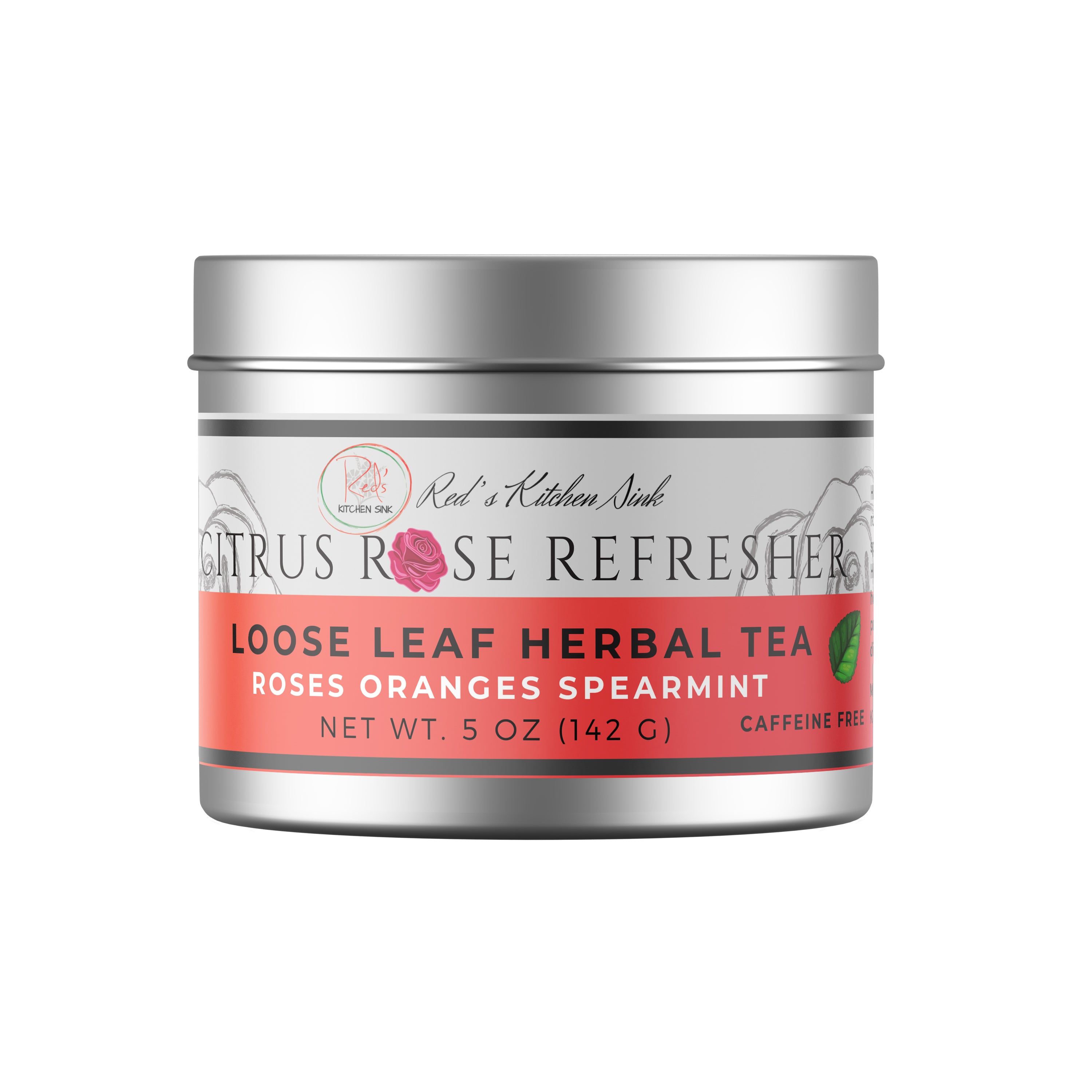 CITRUS ROSE REFRESHER LOOSE LEAF HERBAL TEA – HYDRATING & CAFFEINE FREE - Red's Kitchen Sink