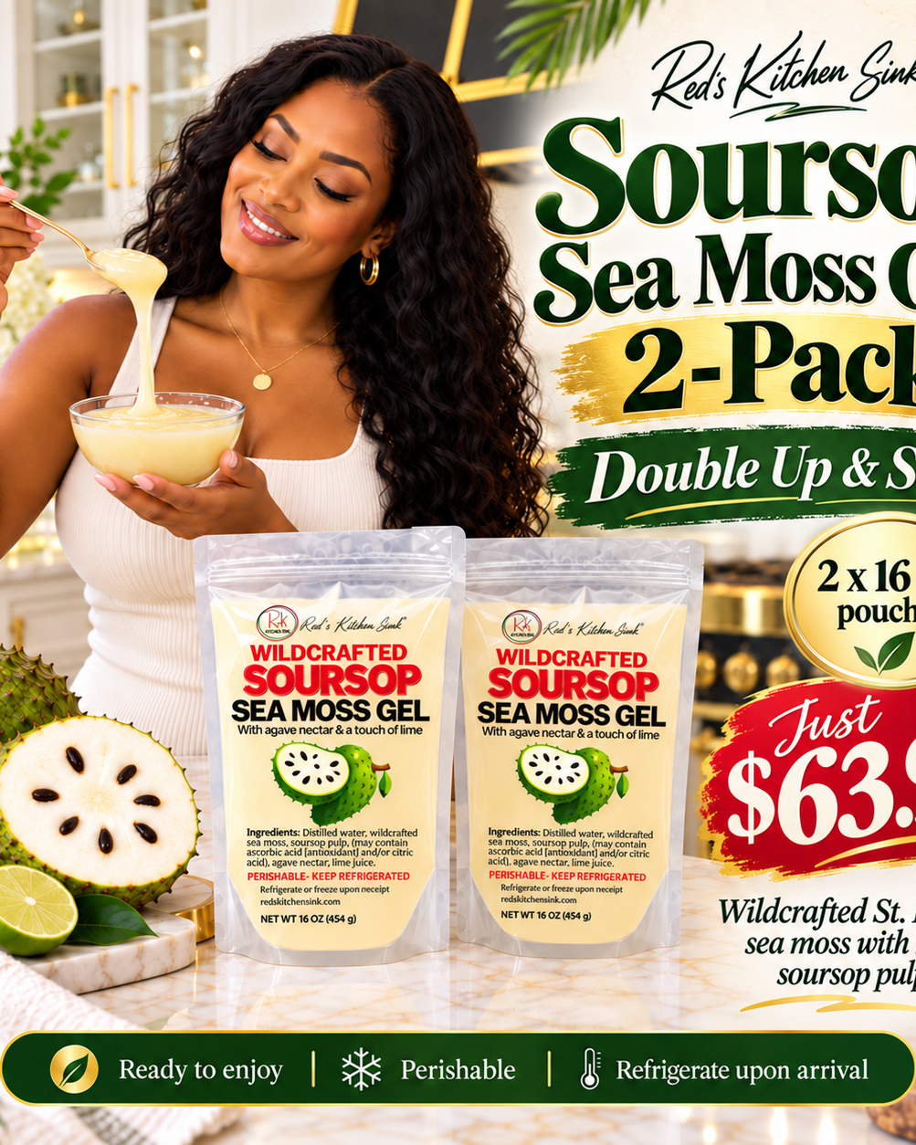 Soursop Sea Moss Gel 2-Pack |Double Up & Save - Red's Kitchen Sink