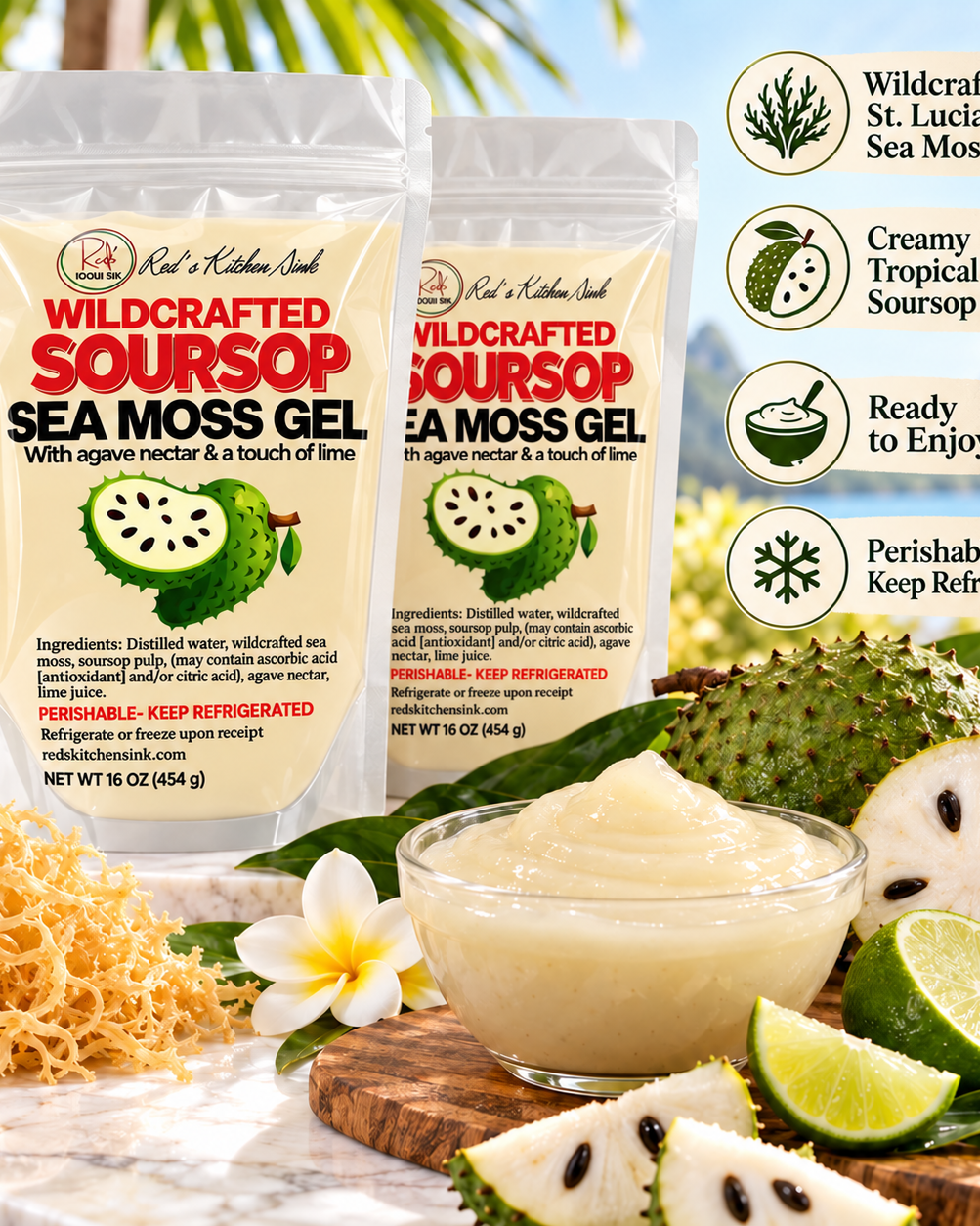Soursop Sea Moss Gel 2-Pack |Double Up & Save - Red's Kitchen Sink