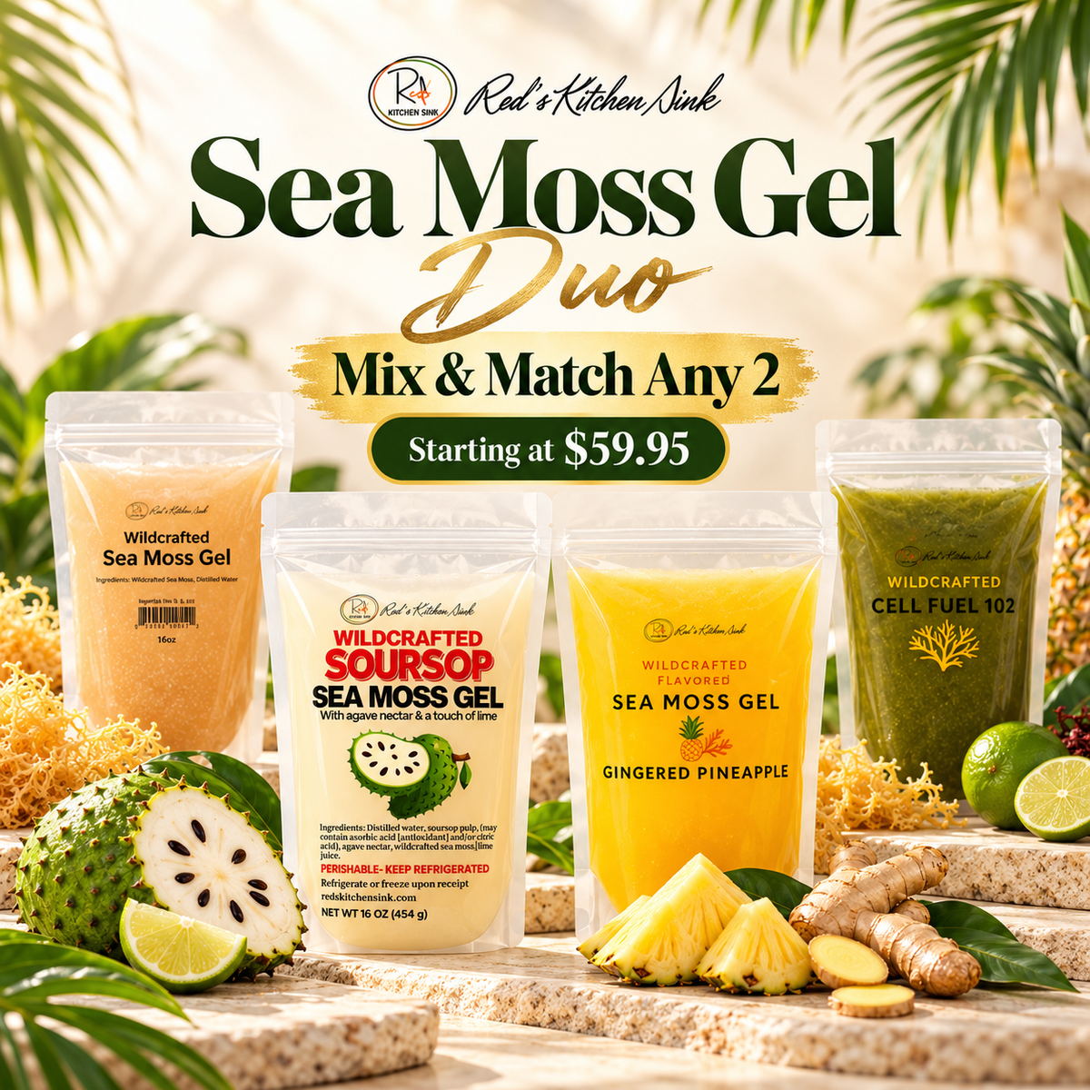 Sea Moss Gel Duo | Mix & Match Any 2 from $59.95 - Red's Kitchen Sink