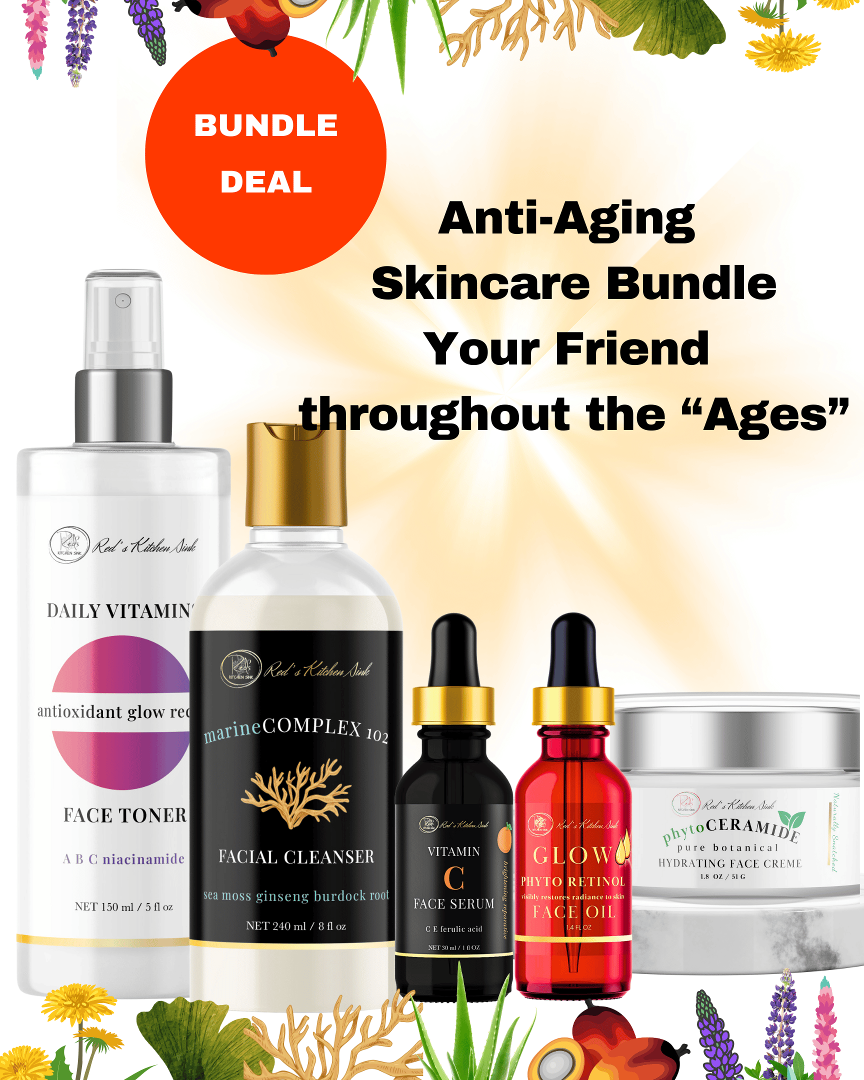 Glow - Up Ultimate Anti Aging Skincare Bundle - Red's Kitchen Sink