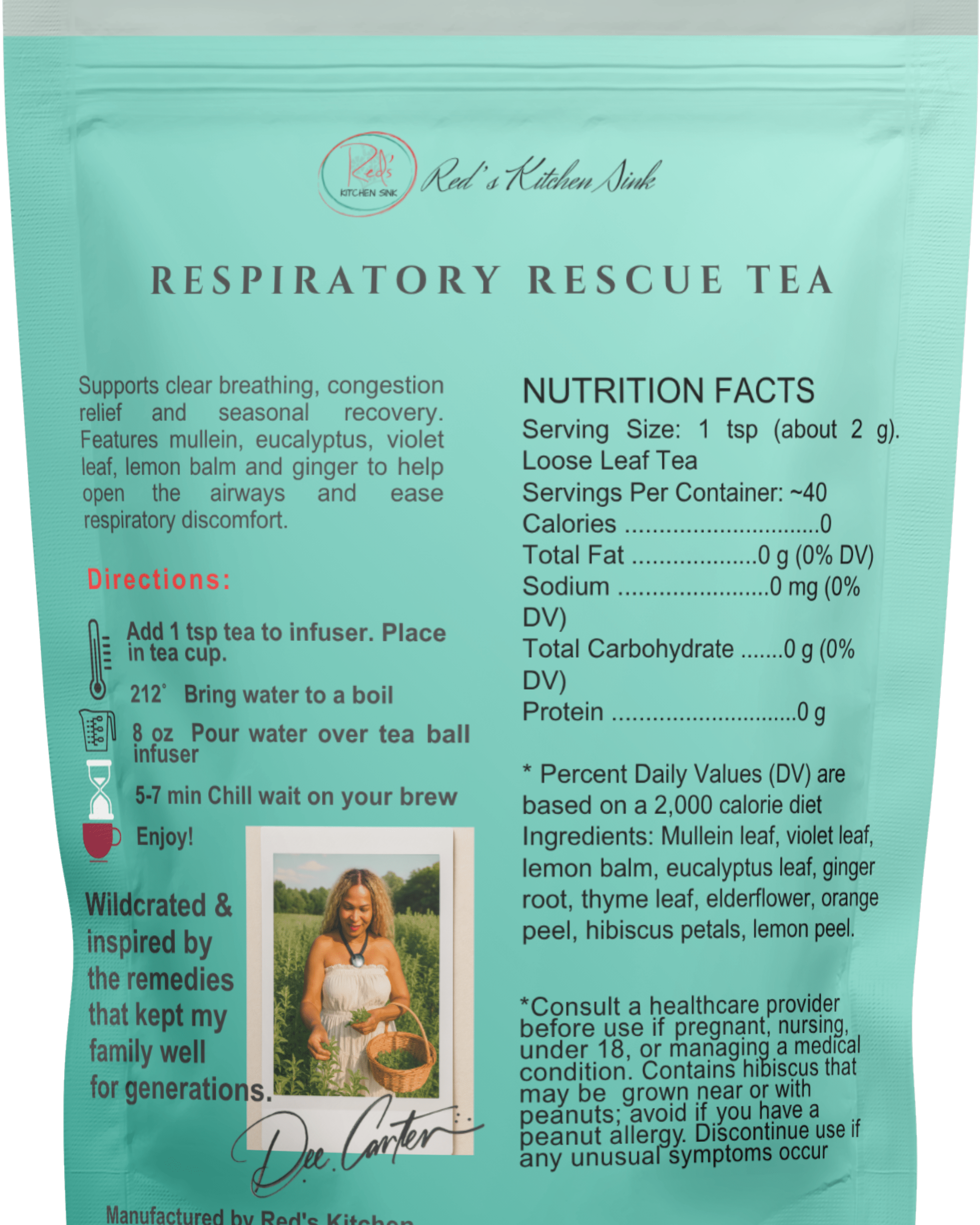 RESPIRATORY RESCUE TEA LOOSE LEAF HERBAL TEA - Red's Kitchen Sink