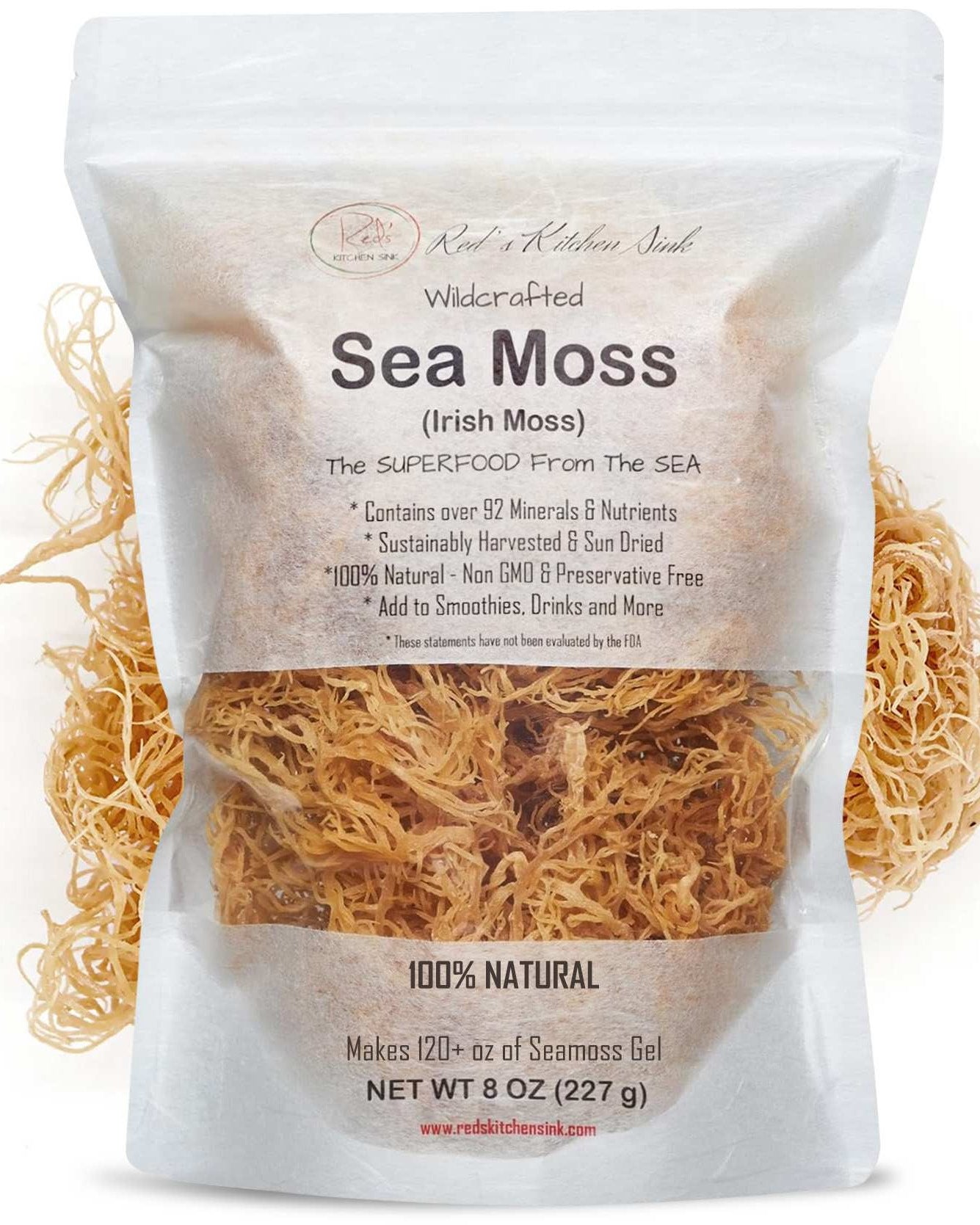 Wildcrafted Raw Irish Sea Moss – Vegan, Sun - Dried & Mineral - Rich - Red's Kitchen Sink