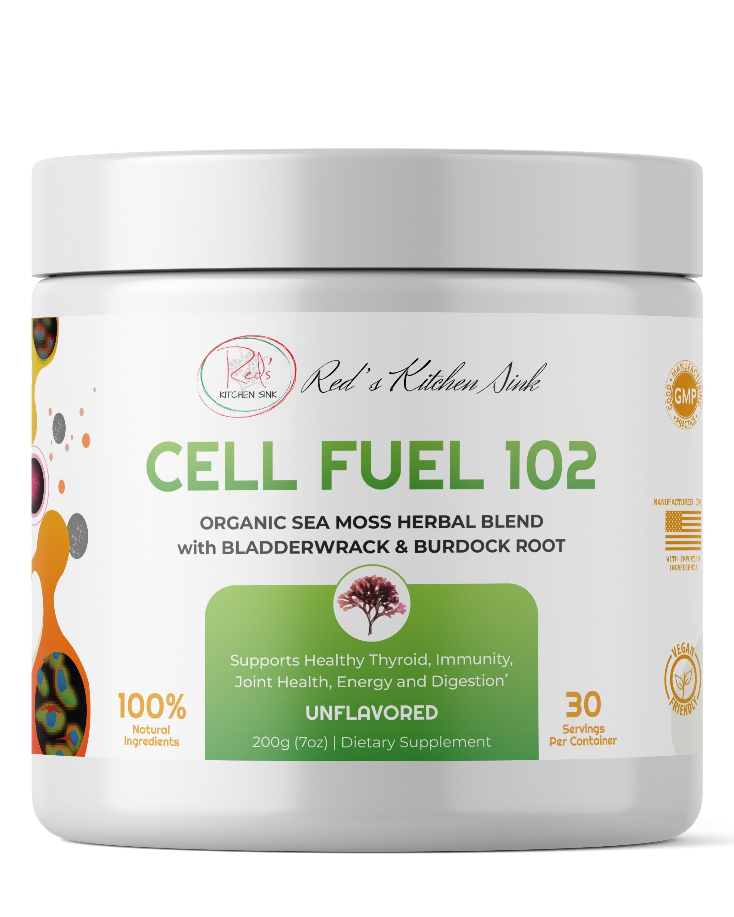 Cell Fuel 102: Organic Sea Moss, Bladderwrack & Burdock Root Herbal Blend - Red's Kitchen Sink