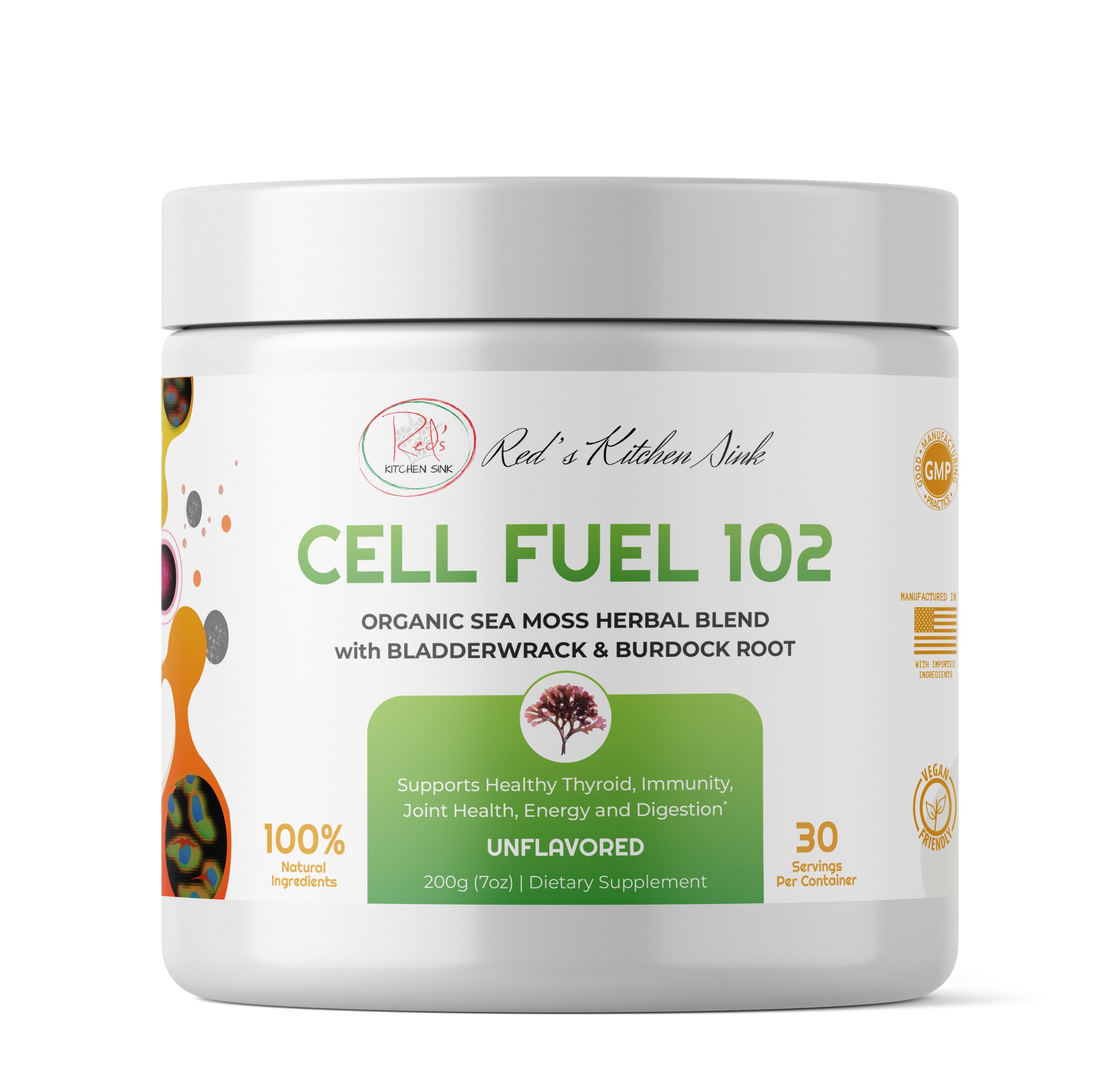Cell Fuel 102: Organic Sea Moss, Bladderwrack & Burdock Root Herbal Blend - Red's Kitchen Sink
