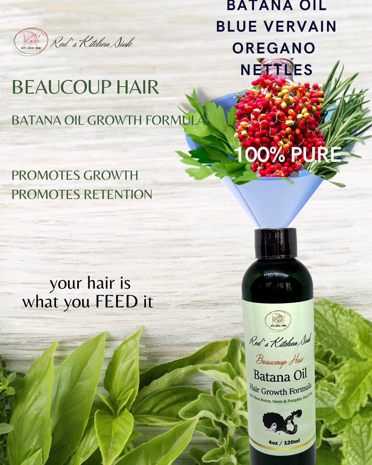 Batana Oil - Best Hair Growth Formula Beaucoup Hair - Red's Kitchen Sink