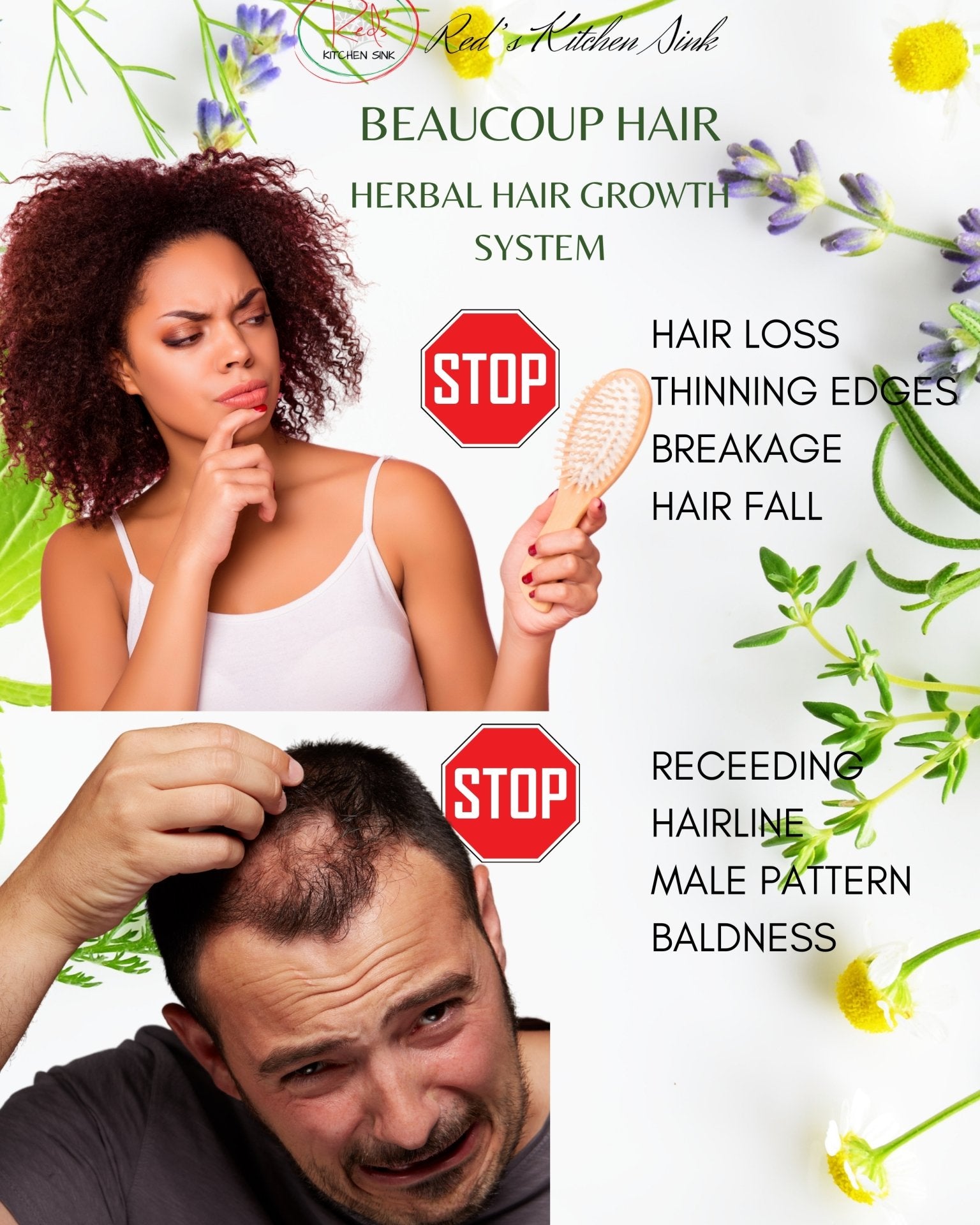 HERBAL HAIR GROWTH SYSTEM SCALP SPRAY - BEAUCOUP HAIR Men - Red's Kitchen Sink