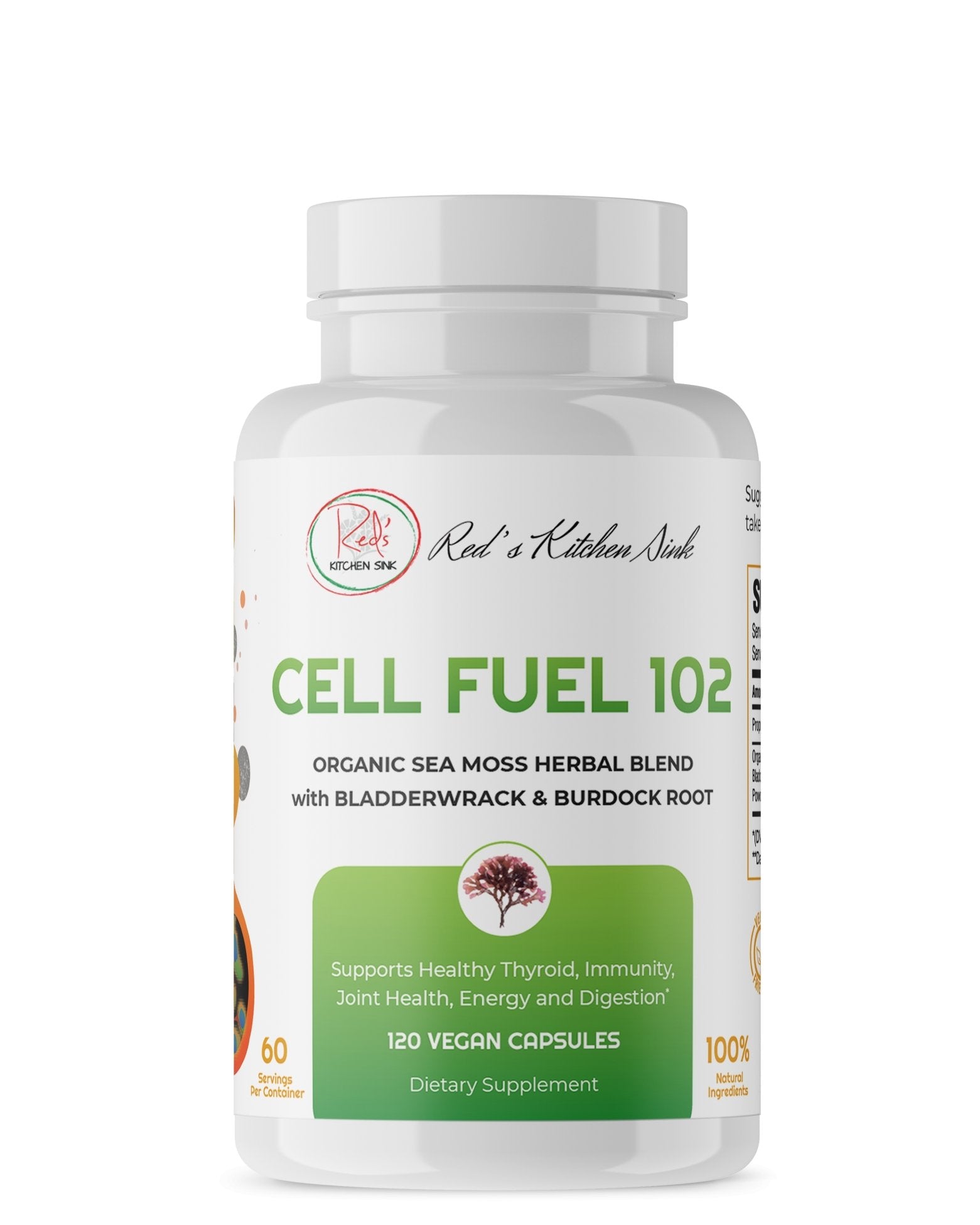 Wholesale Cell Fuel 102 Capsules: Organic Irish Moss, Bladderwrack & Burdock Root - Red's Kitchen Sink