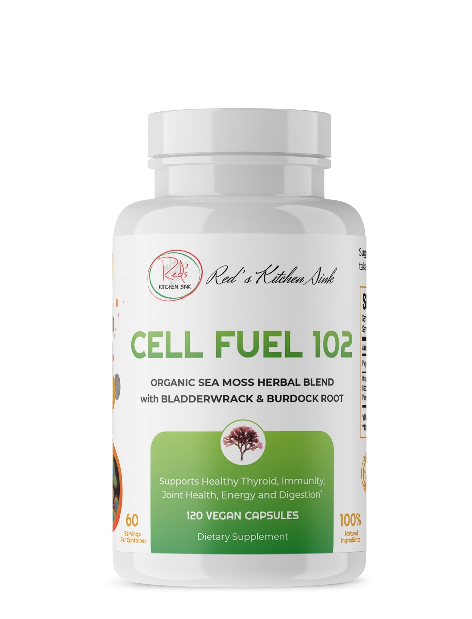 Wholesale Cell Fuel 102 Capsules: Organic Irish Moss, Bladderwrack & Burdock Root - Red's Kitchen Sink