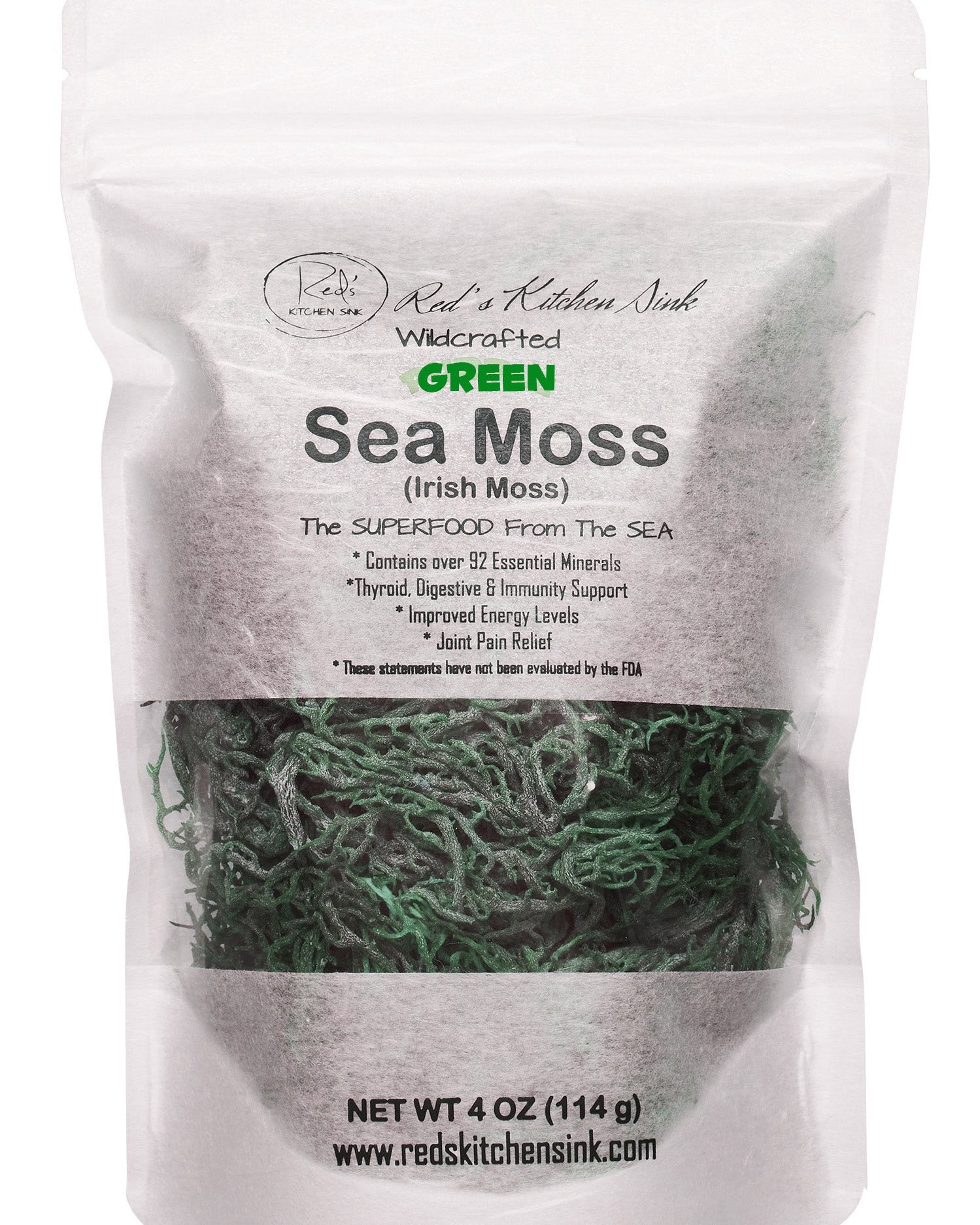 GREEN SEA MOSS | IRISH MOSS | WILDCRAFTED RAW VEGAN - Red's Kitchen Sink
