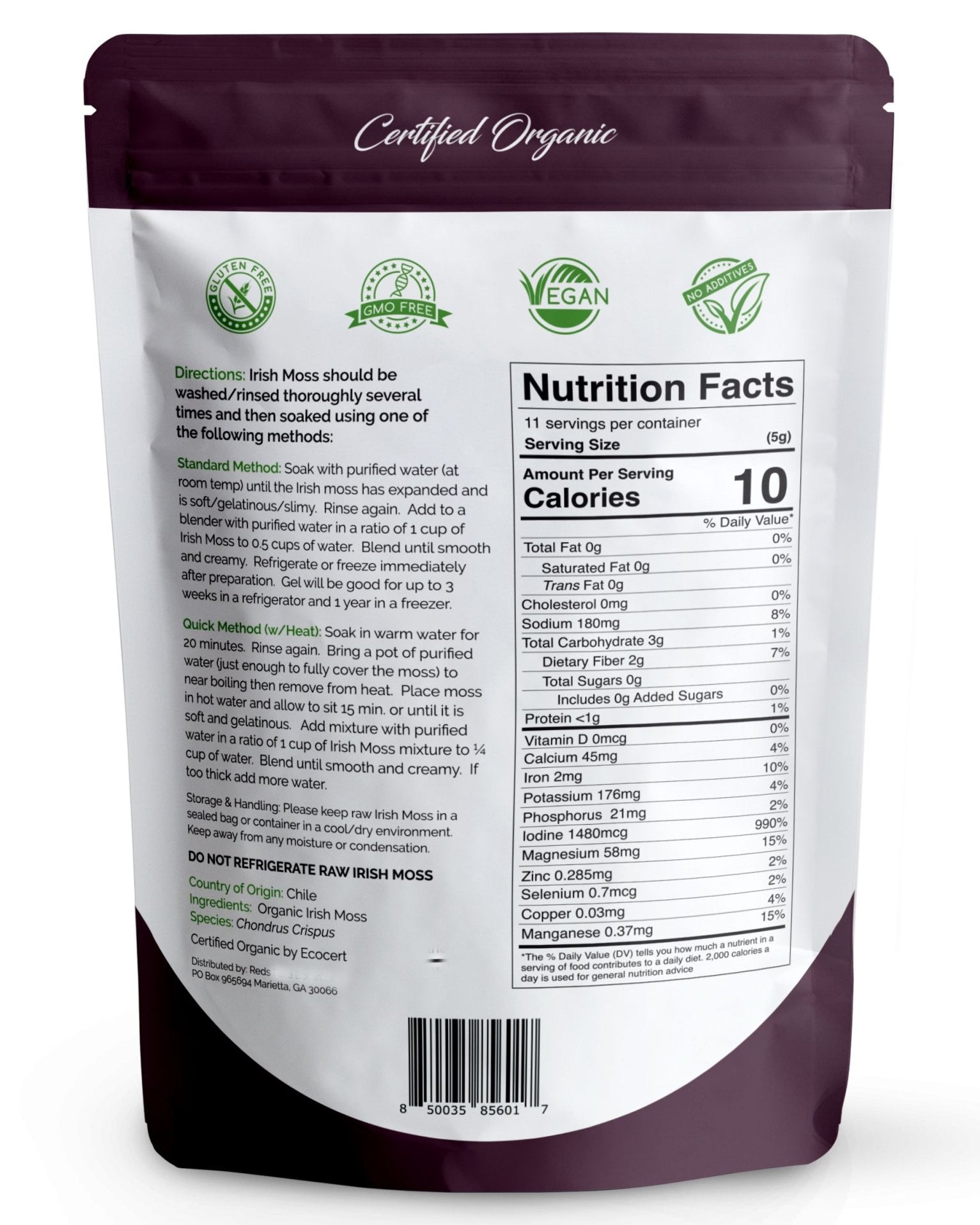 Irish Moss | Wildcrafted | Chondrus Crispus | USDA Certified Organic - Red's Kitchen Sink