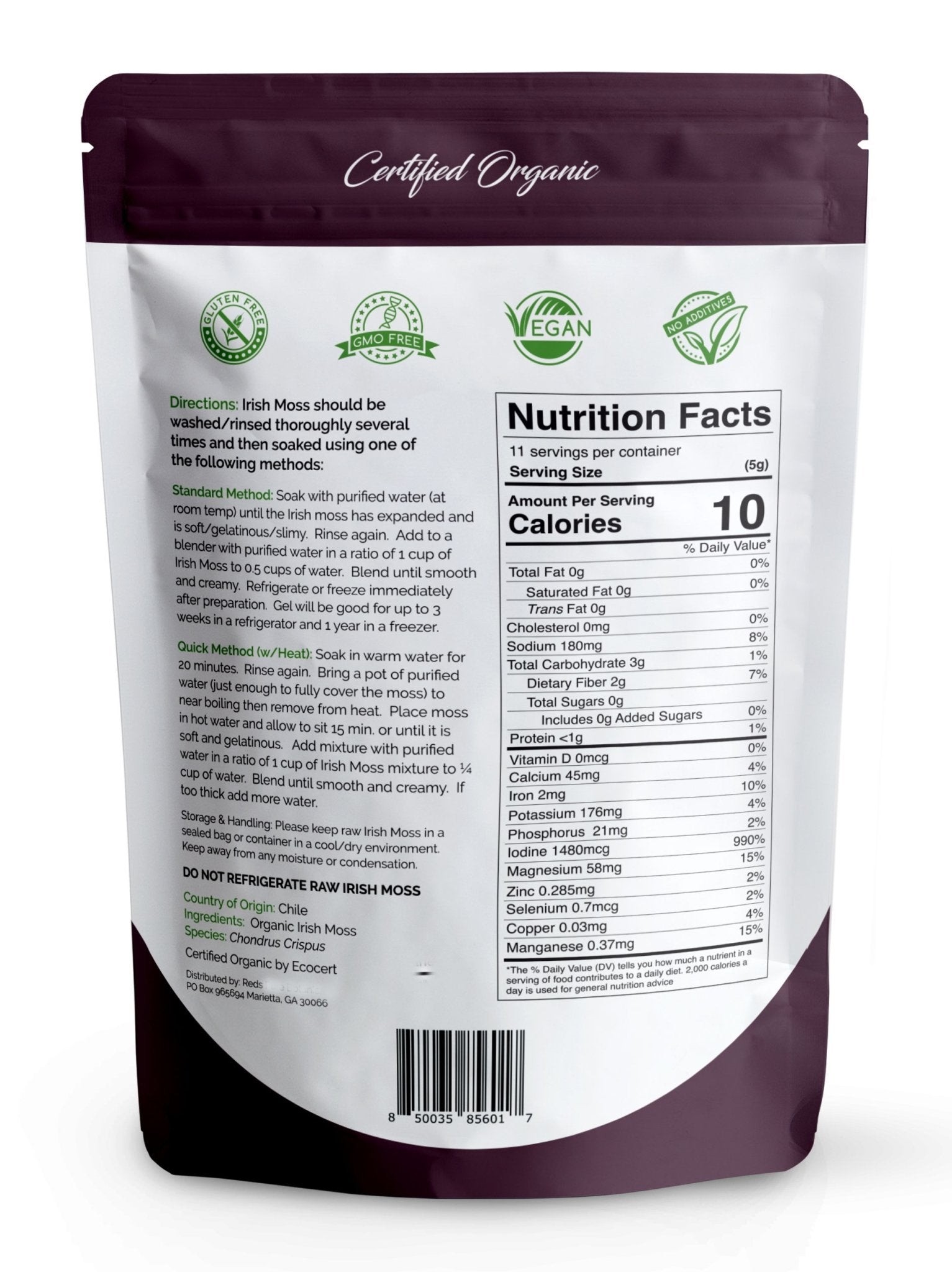 Irish Moss | Wildcrafted | Chondrus Crispus | USDA Certified Organic - Red's Kitchen Sink