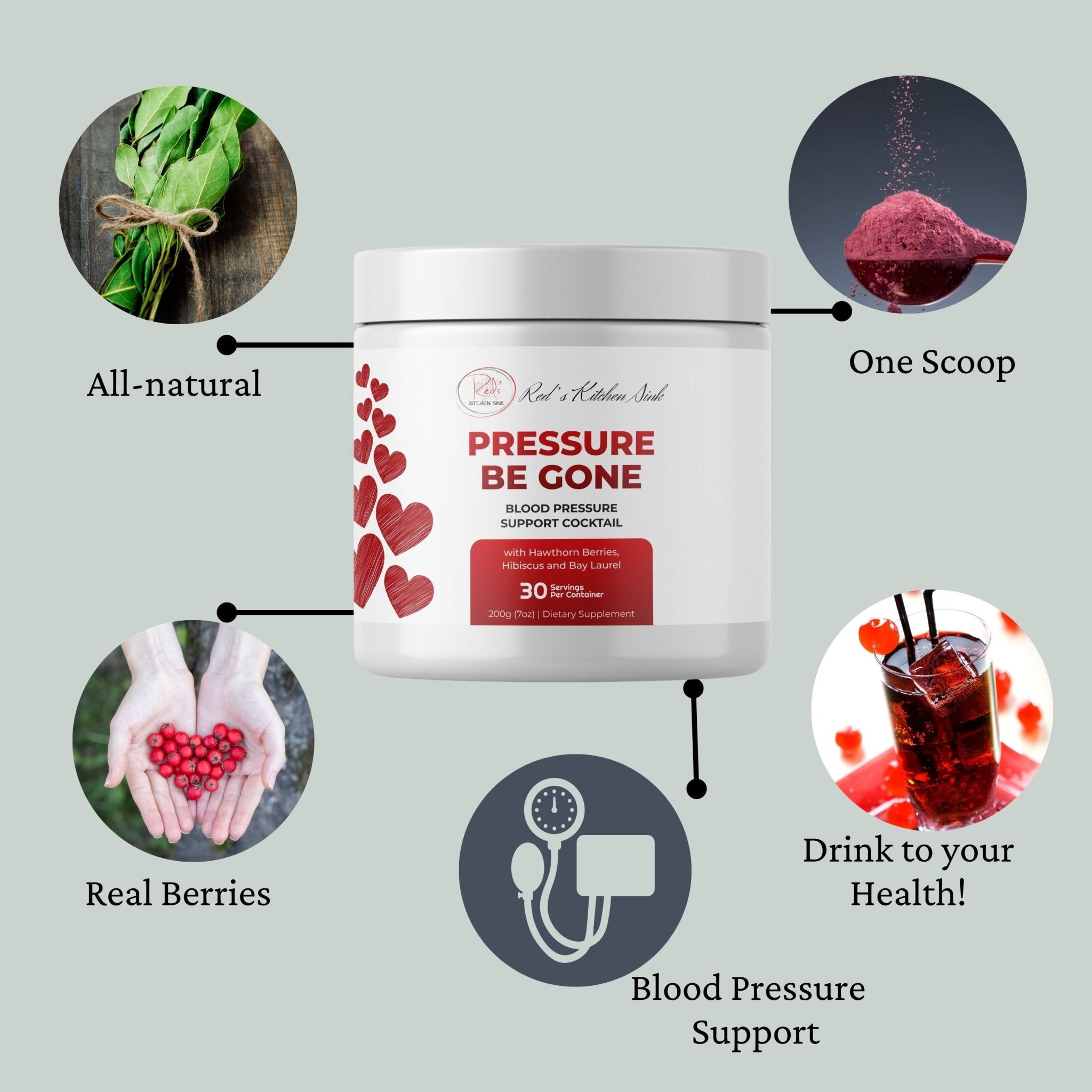 Pressure Be Gone – Herbal Powder Blend for Heart & Wellness | Red’s Kitchen Sink - Red's Kitchen Sink