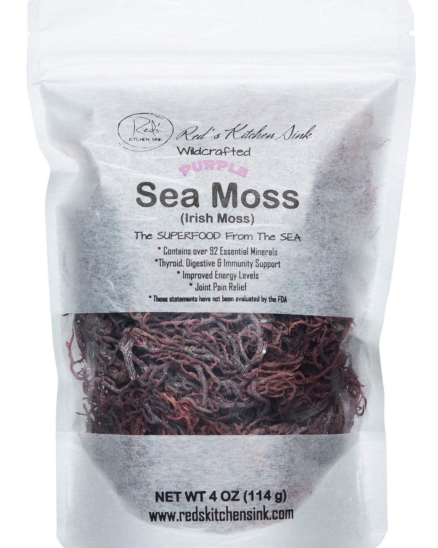 Purple Sea Moss | Irish Moss | Wildcrafted Raw 100% Natural - Red's Kitchen Sink