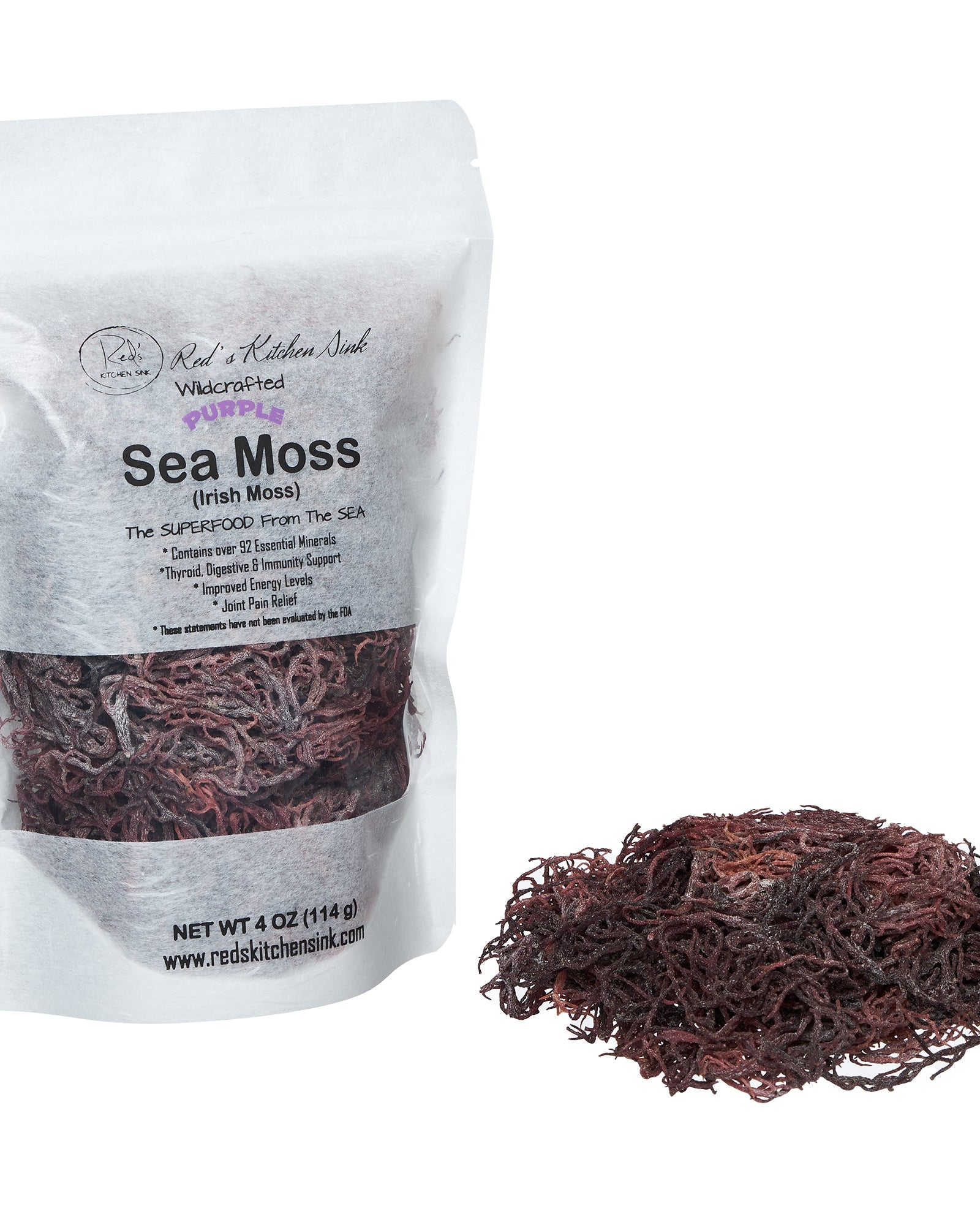 Purple Sea Moss | Irish Moss | Wildcrafted Raw 100% Natural - Red's Kitchen Sink