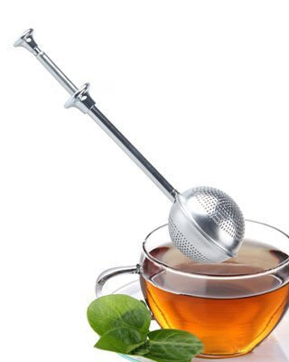Stainless Steel Push Type Retractable Tall Tea Strainer Teaspoon - Red's Kitchen Sink