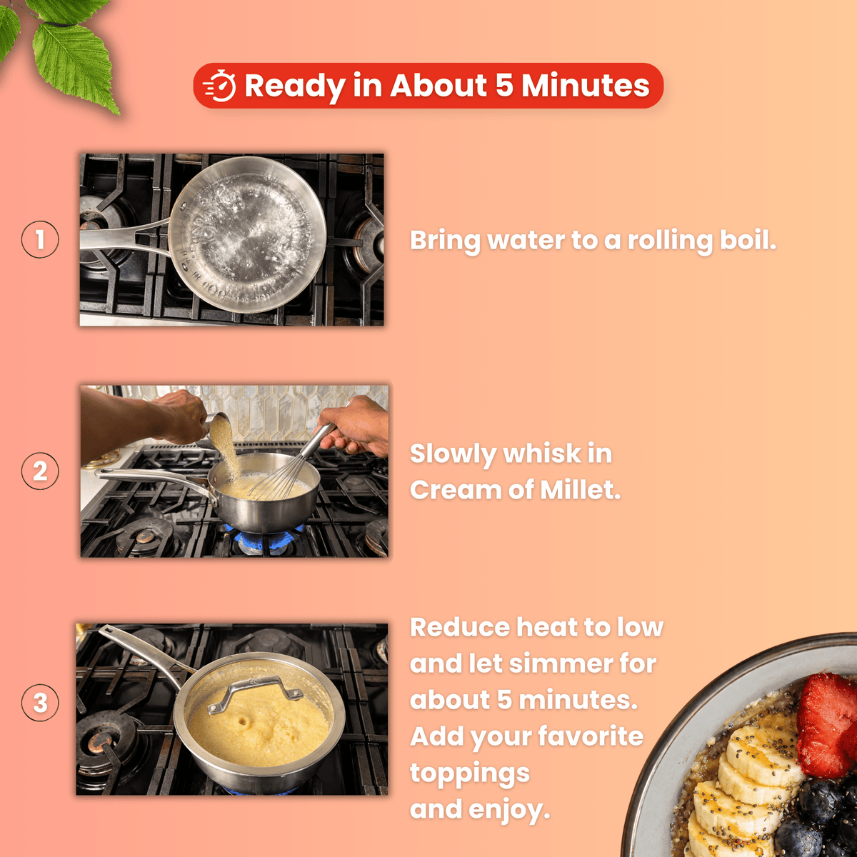 Cream of Millet Hot Cereal | 100% Millet | Gluten-Free | Ready in 5 Minutes - Red's Kitchen Sink
