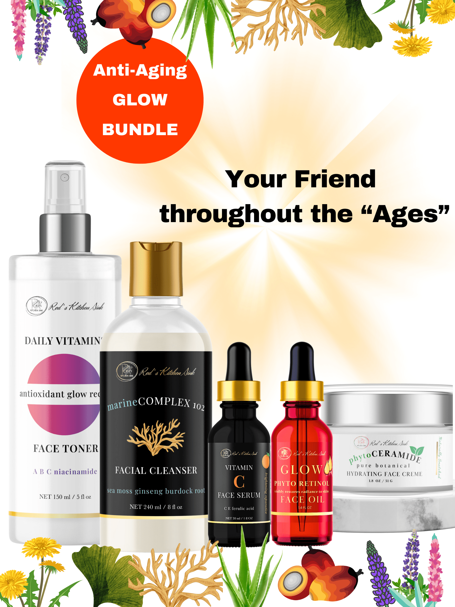 Glow - Up Ultimate Anti Aging Skincare Bundle - Red's Kitchen Sink