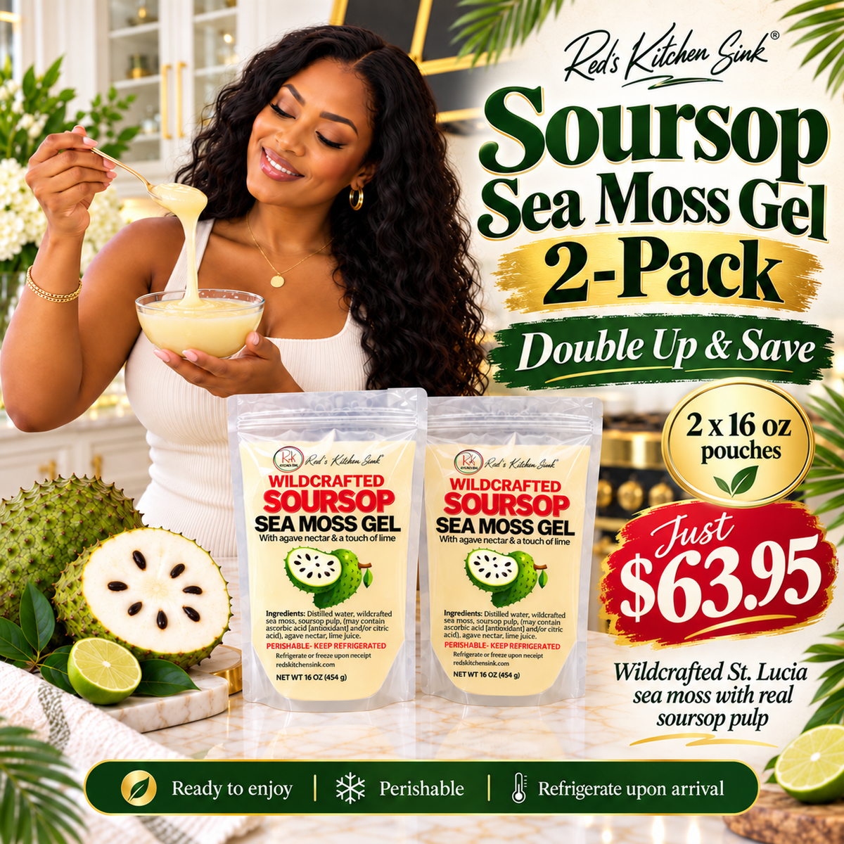 Soursop Sea Moss Gel 2-Pack |Double Up & Save - Red's Kitchen Sink