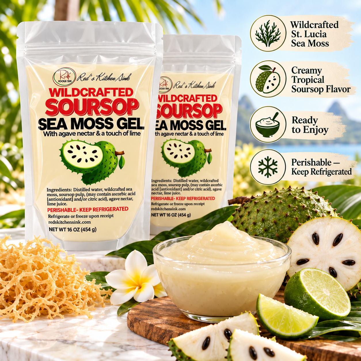 Soursop Sea Moss Gel 2-Pack |Double Up & Save - Red's Kitchen Sink