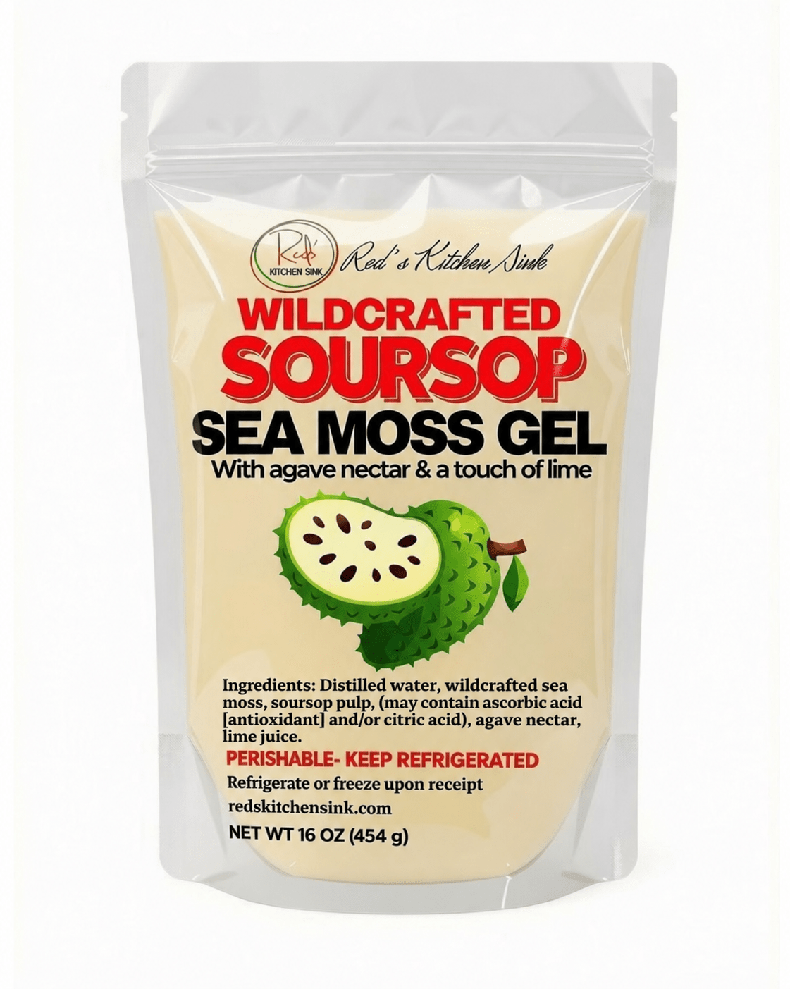 Soursop Sea Moss Gel | Wildcrafted St. Lucia | 16 oz - Red's Kitchen Sink