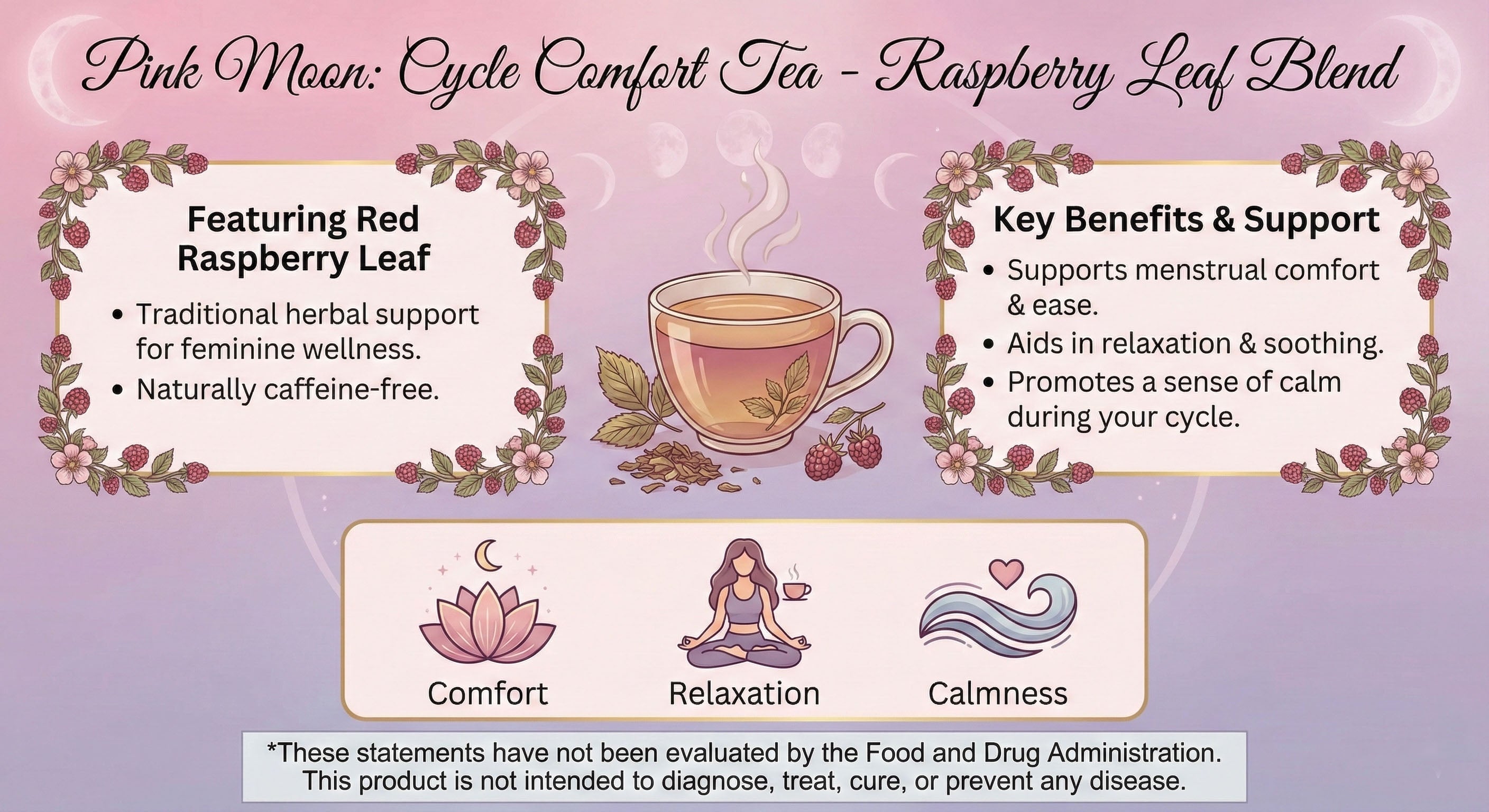 PINK MOON - CYCLE COMFORT TEA LOOSE LEAF HERBAL BLEND - Red's Kitchen Sink