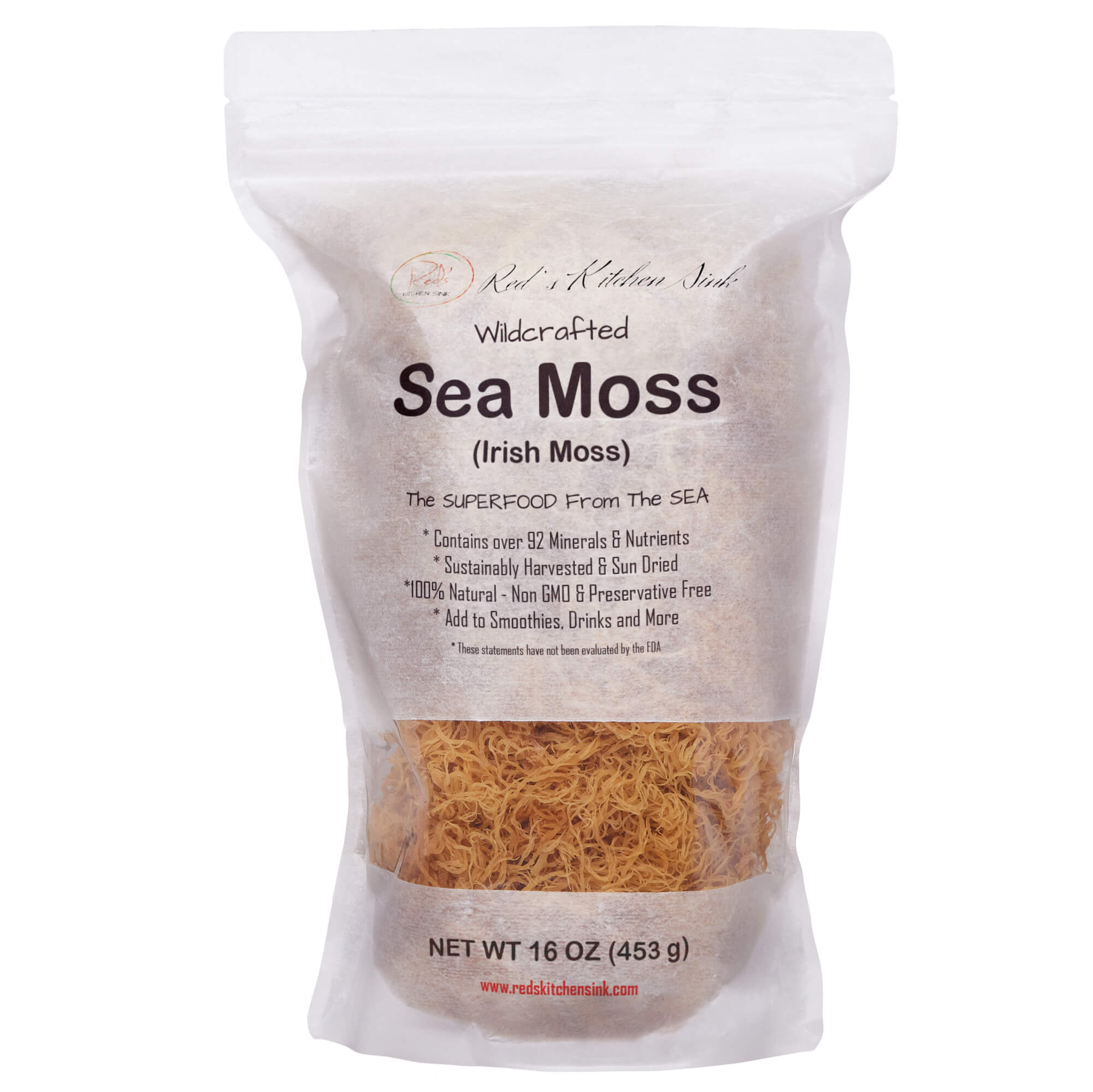 Wildcrafted Raw Irish Sea Moss – Vegan, Sun - Dried & Mineral - Rich - Red's Kitchen Sink