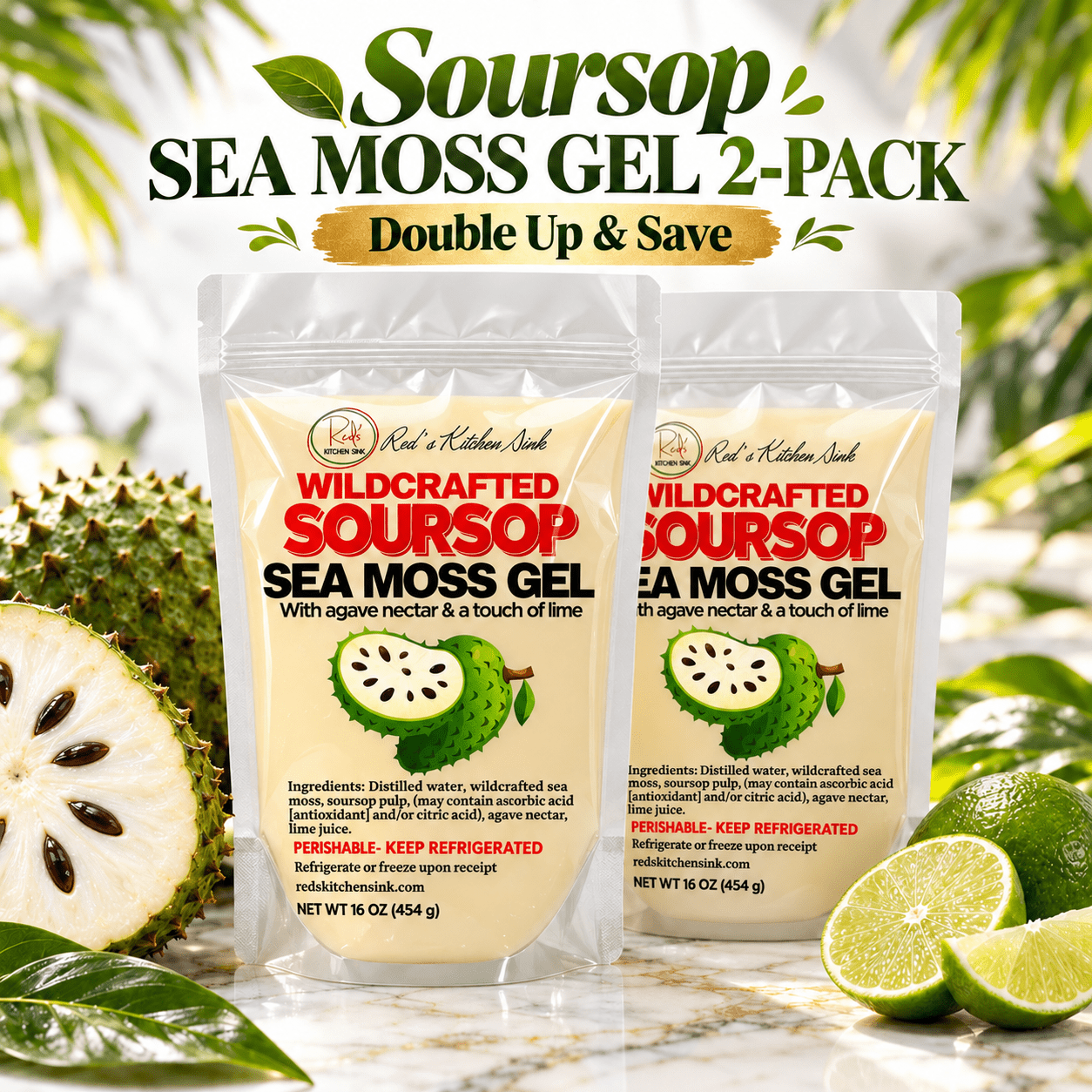 Soursop Sea Moss Gel 2-Pack |Double Up & Save - Red's Kitchen Sink