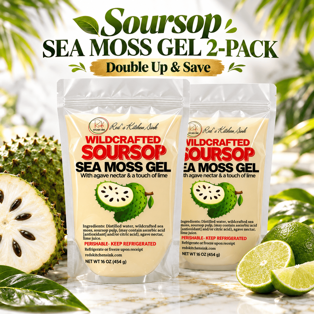 Soursop Sea Moss Gel 2-Pack |Double Up & Save - Red's Kitchen Sink