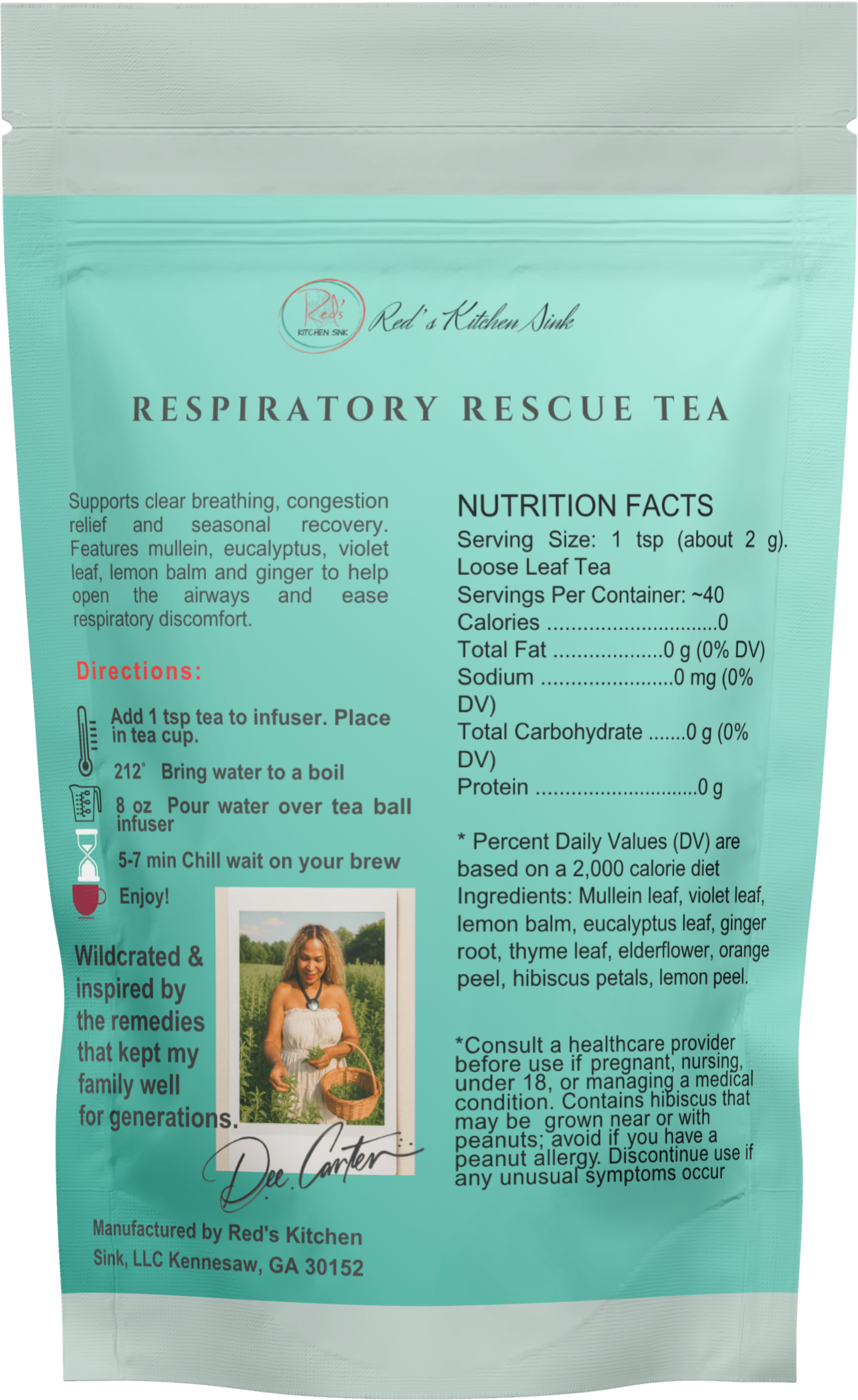 RESPIRATORY RESCUE TEA LOOSE LEAF HERBAL TEA - Red's Kitchen Sink