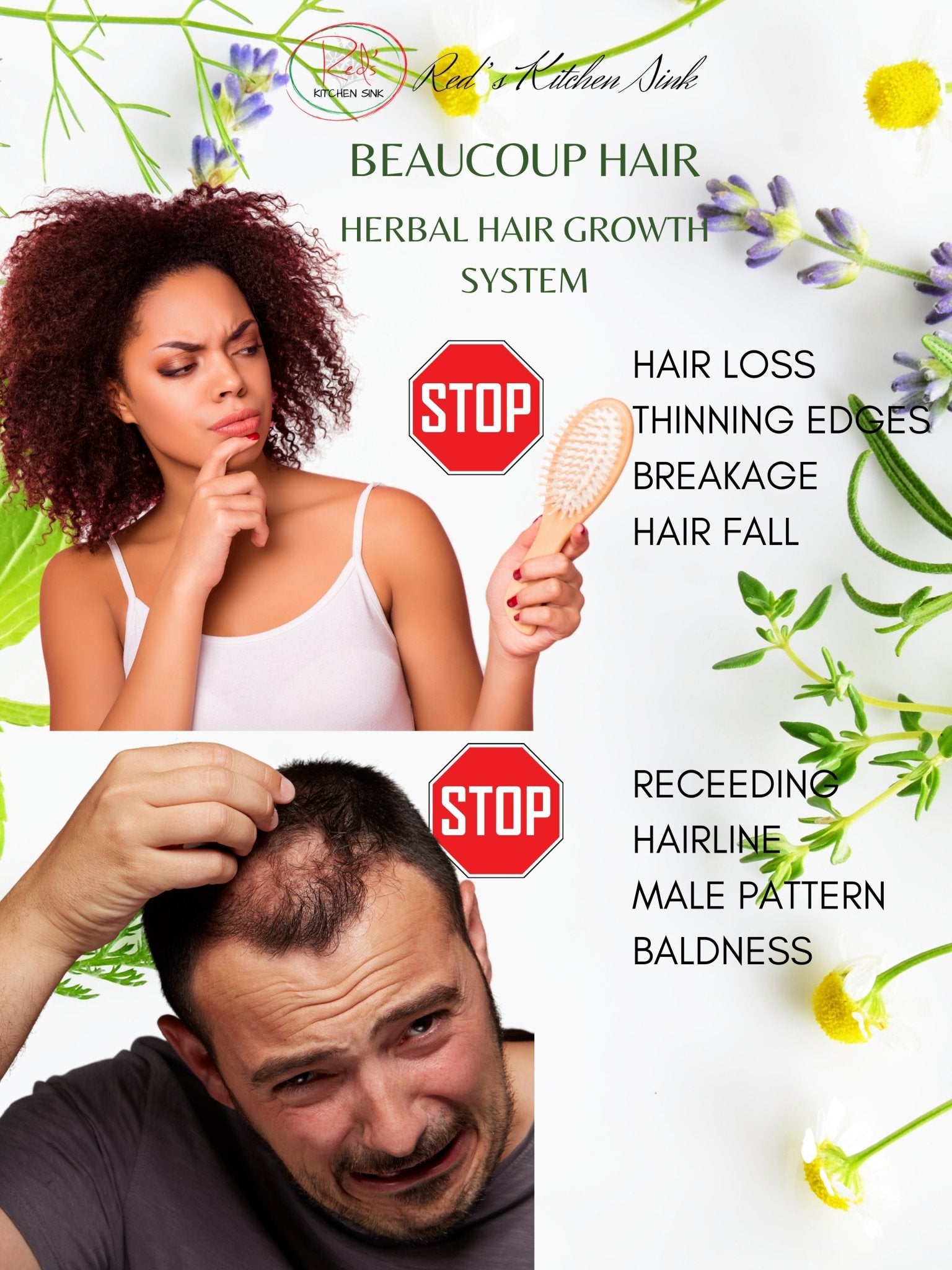 HERBAL HAIR GROWTH SYSTEM SCALP SPRAY - BEAUCOUP HAIR Men - Red's Kitchen Sink