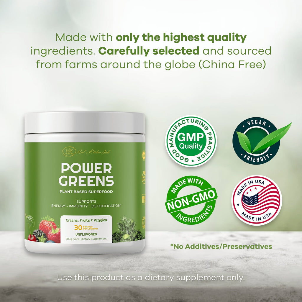 Power Greens Plant Based Superfood Green Powder - Red's Kitchen Sink
